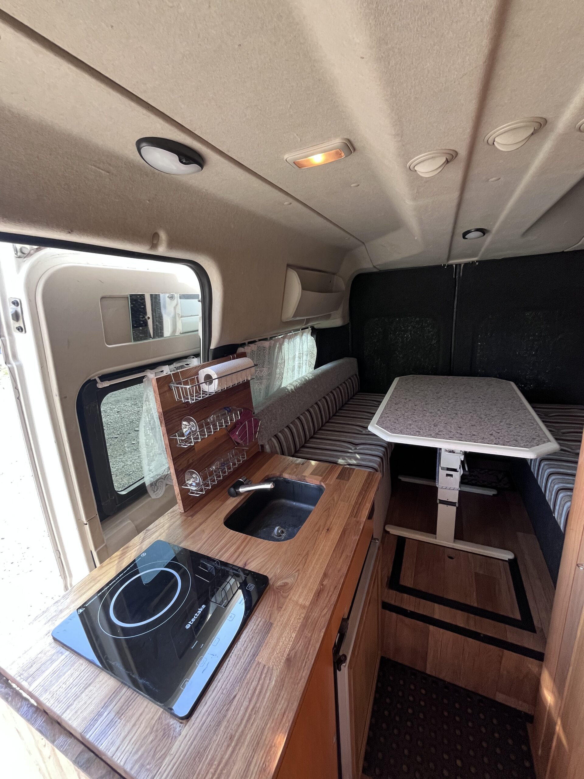 Peugeot Boxer 2014 campervan kitchen with sink and stove